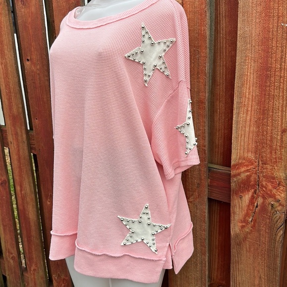 Blue Velvet Pink Boxy Oversized Short Sleeve Tee Size S - Picture 9 of 16